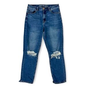 American Eagle Stretch Mom Jean Medium Wash Distressed Size 8 Regular